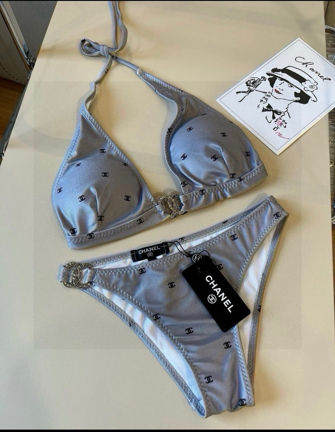 Gold/Silver Chanel inspired bikini set-Presale