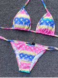 Multicolor pink lv inspired bikini set