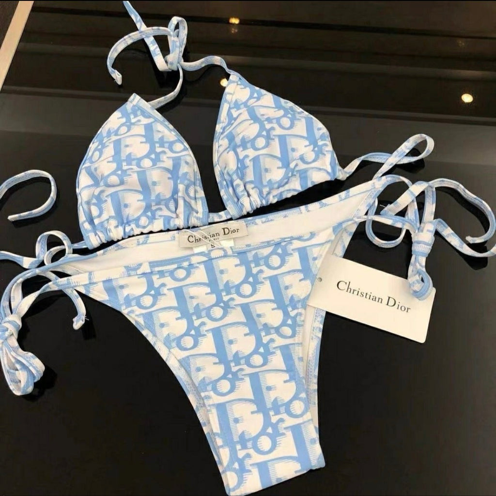 Blue/pink Dior inspired bikini set