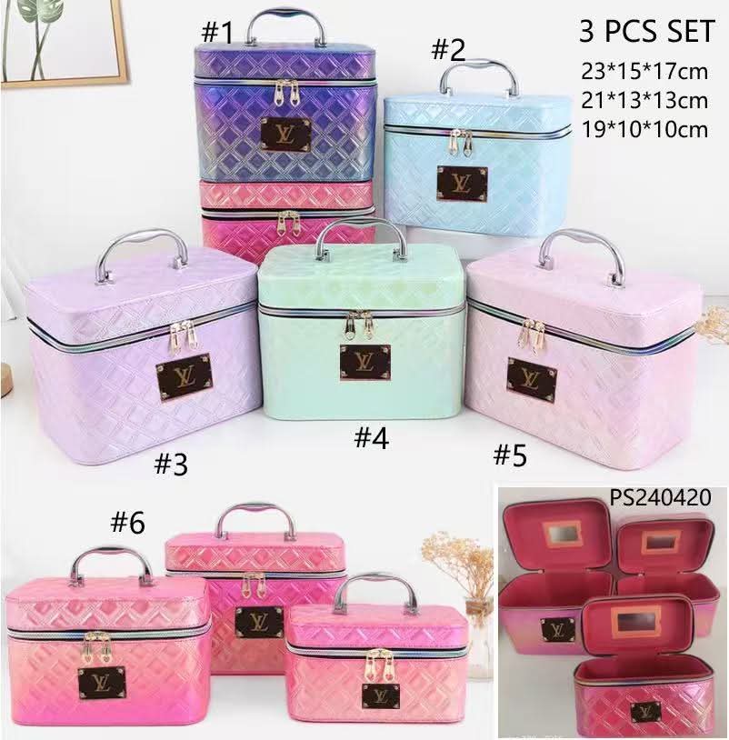 Lv luxe inspired makeup cosmetic case set