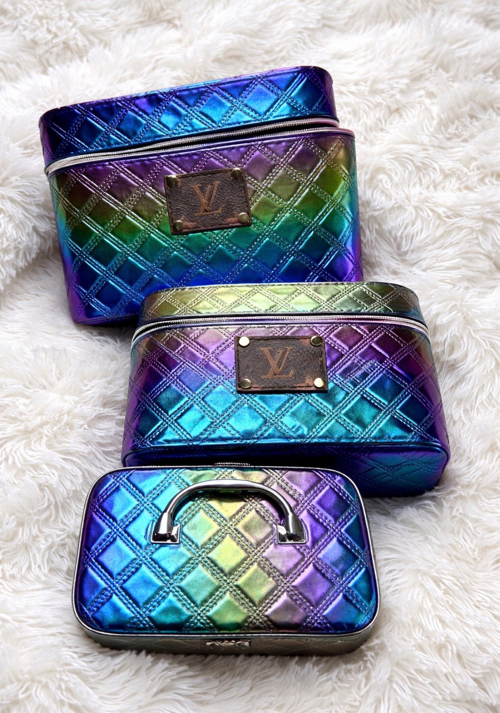 Lv luxe inspired makeup cosmetic case set