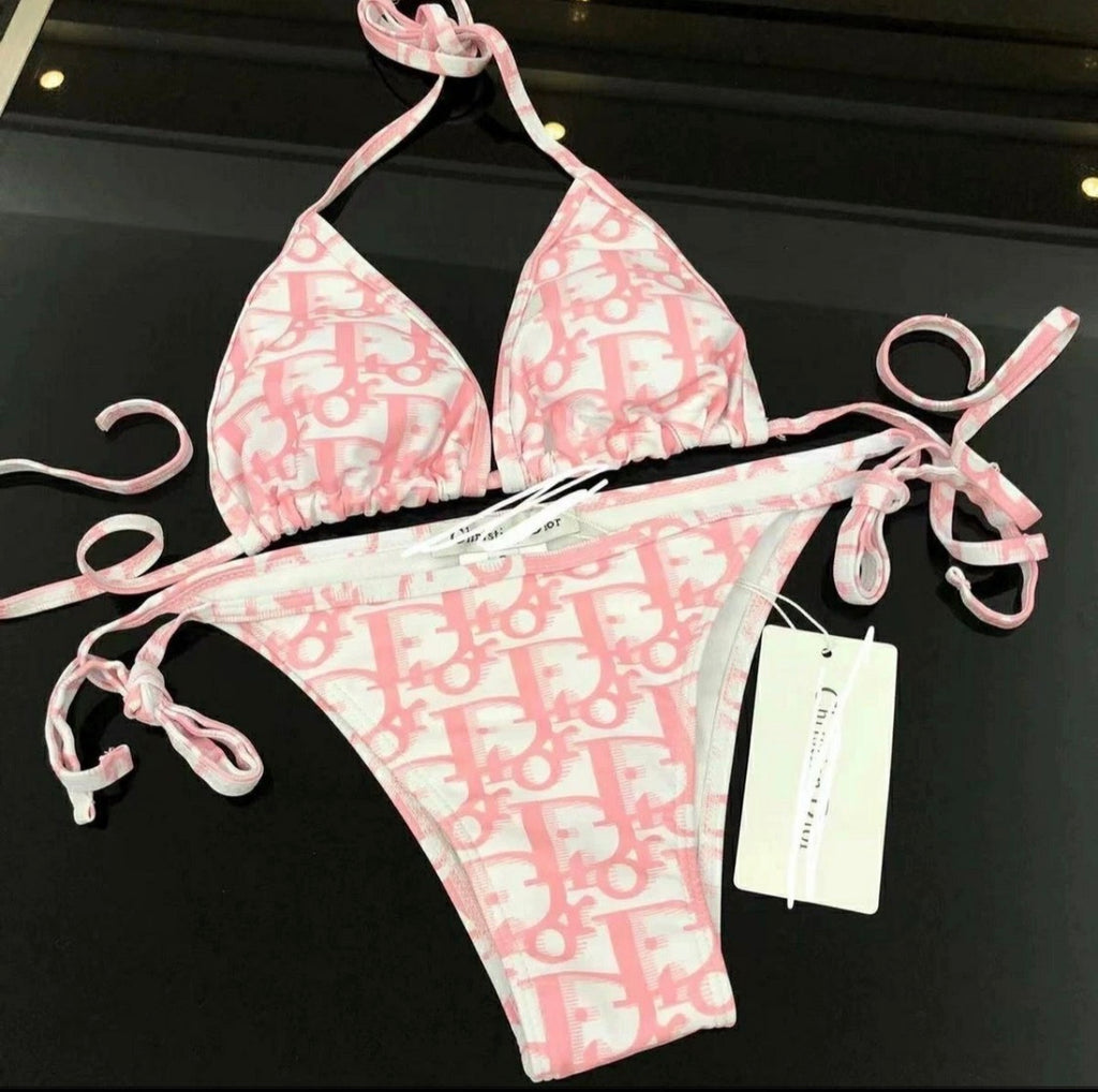 Blue/pink Dior inspired bikini set